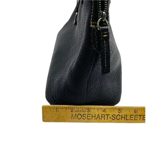 Vintage Dooney & Bourke Embossed Pebbled Leather Satchel Large Black With Should - Picture 9 of 11